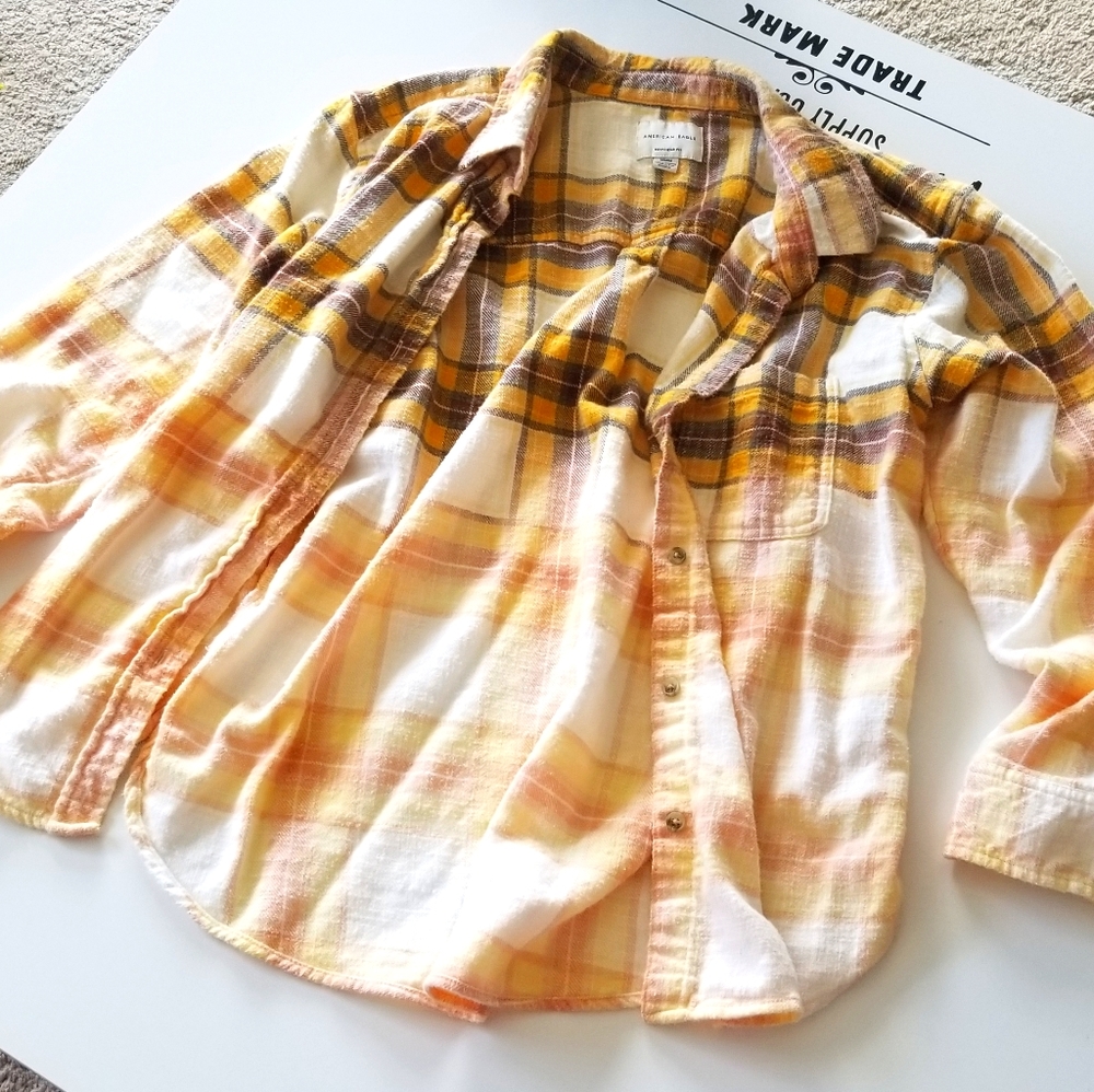 American Eagle Bleach Washed Flannel